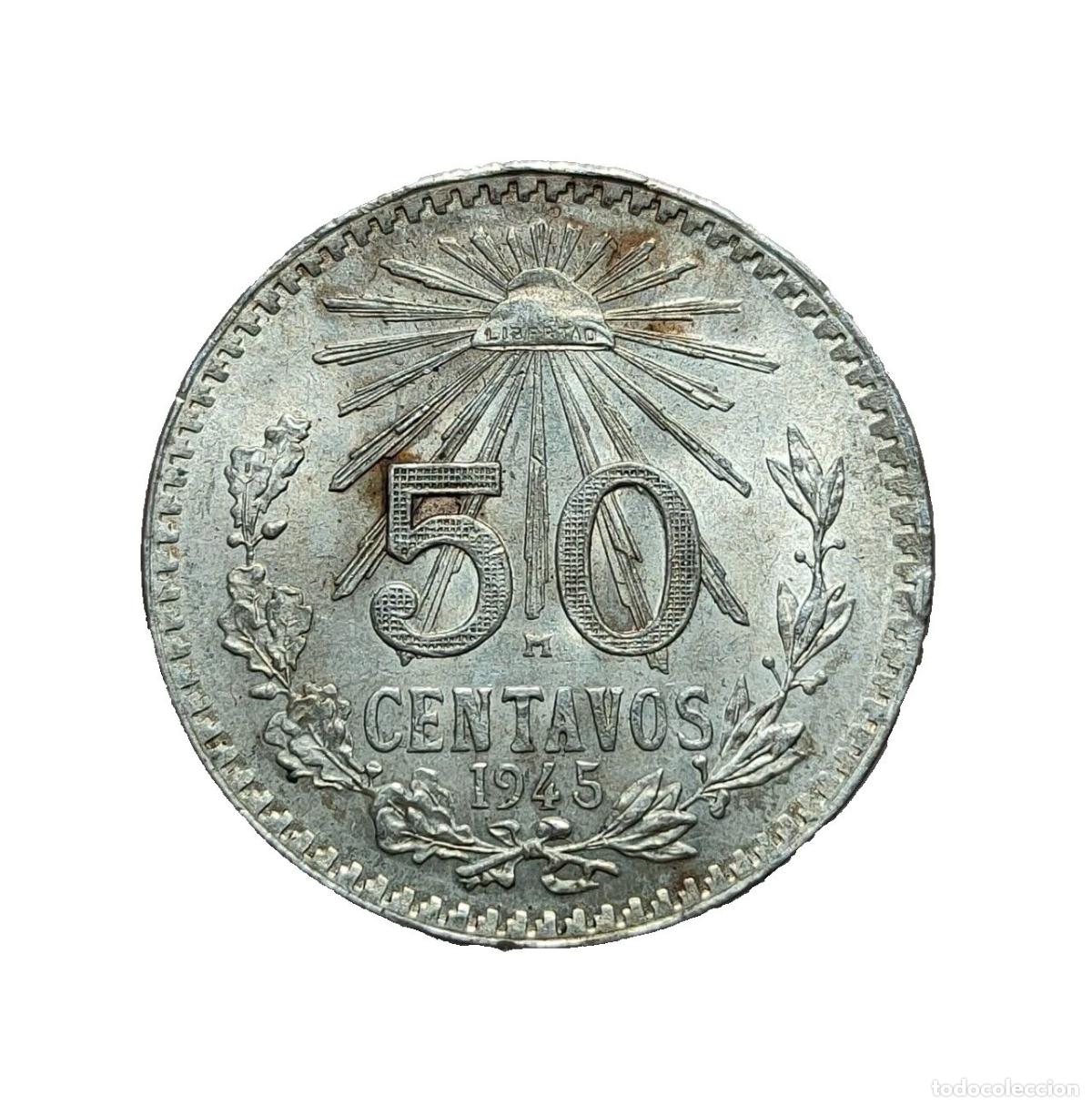 Monedas antiguas de Am&eacute;rica: MEXICO 50 CENTAVOS 1945 SC UNC - Foto 3