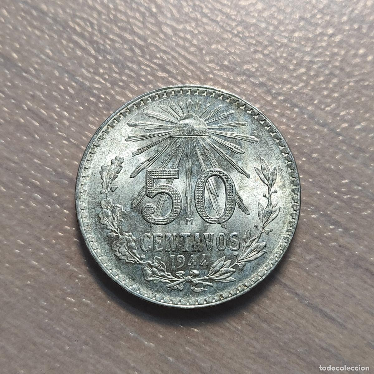 Monedas antiguas de Am&eacute;rica: MEXICO 50 CENTAVOS 1944 SC UNC - Foto 4