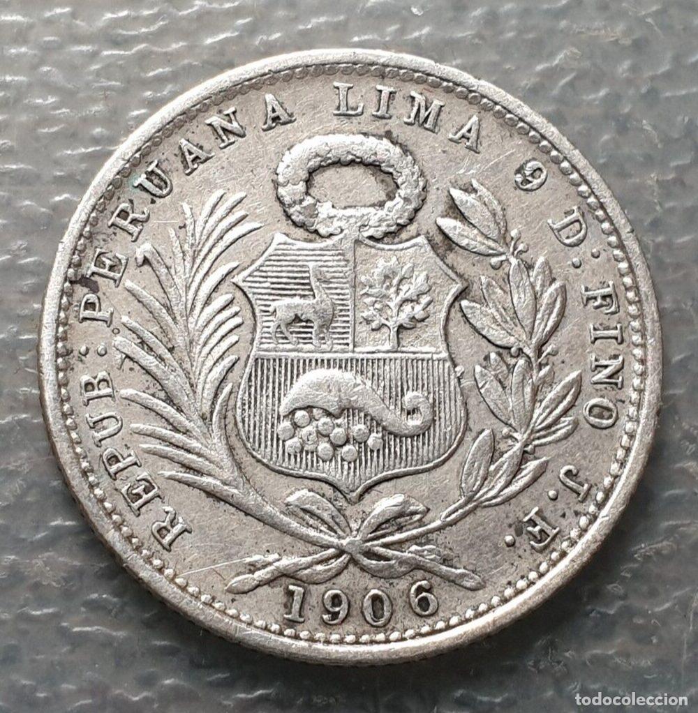 Alte M&uuml;nzen aus Amerika: PERU LIMA 1/5 SOL 1906 JF MBC