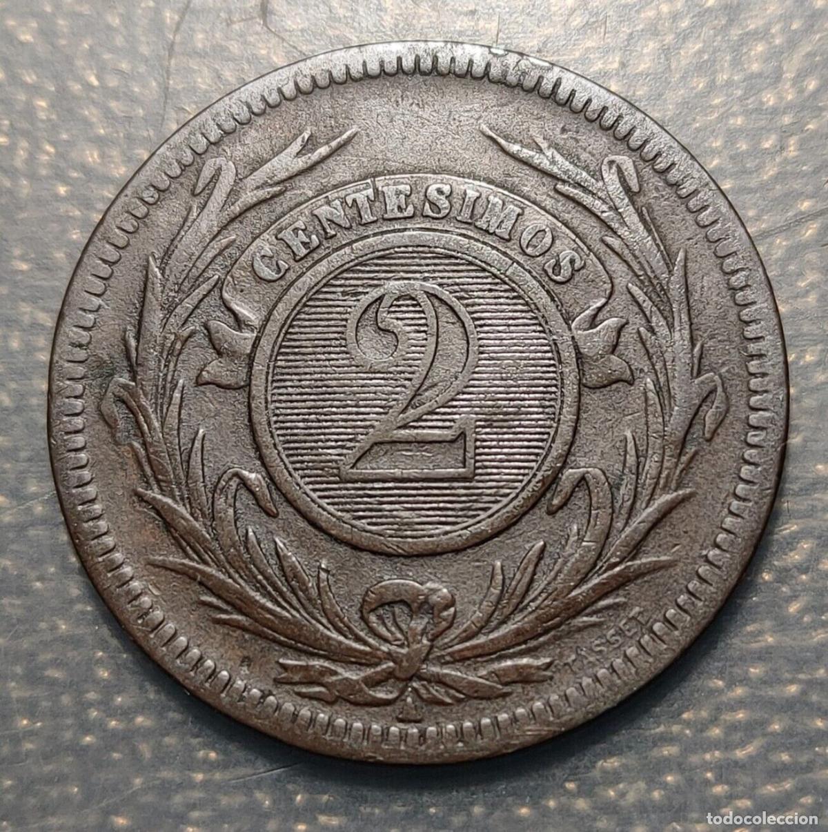 Monedas antiguas de Am&eacute;rica: URUGUAY 2 CENTESIMOS 1869 A PARIS - Foto 3