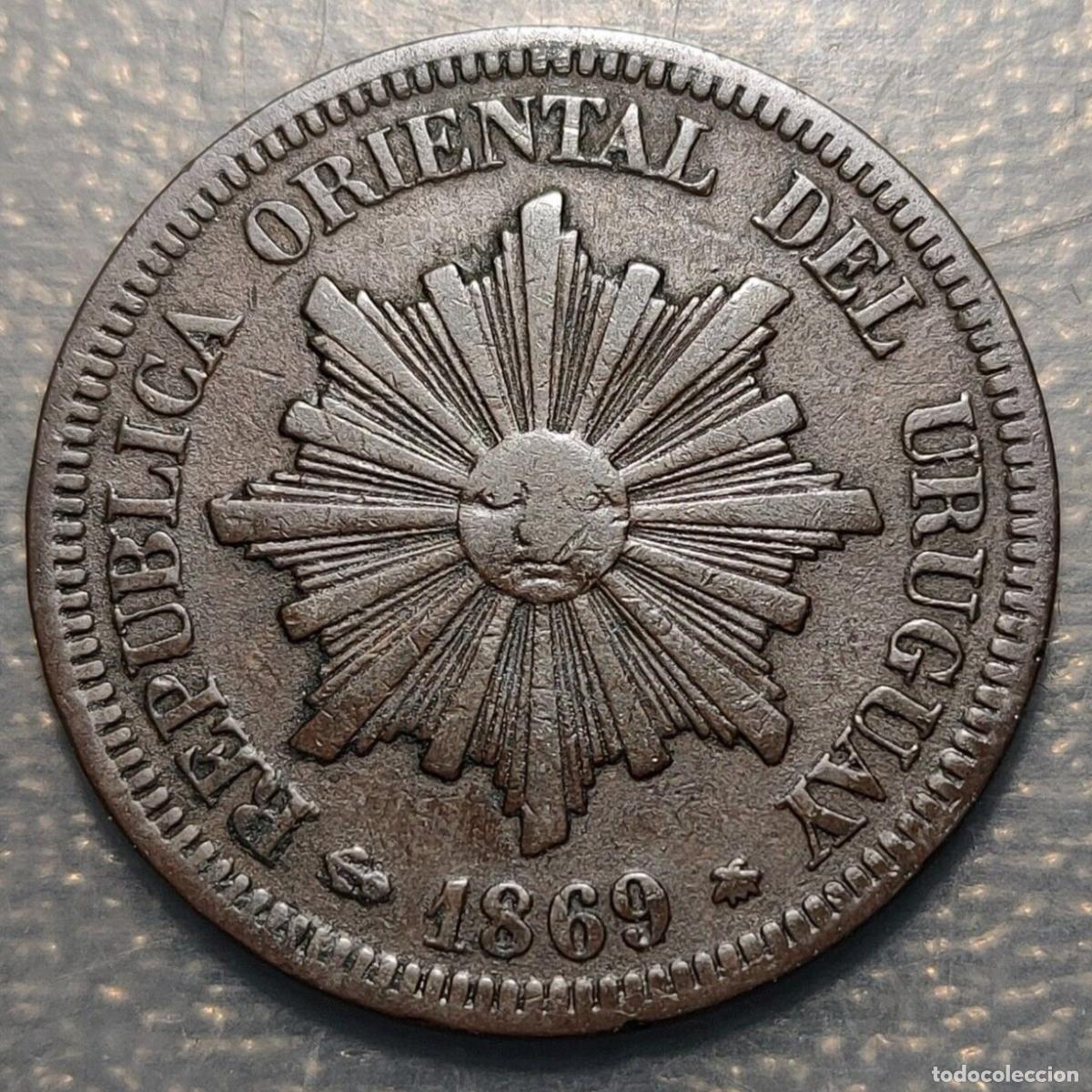 Monedas antiguas de Am&eacute;rica: URUGUAY 2 CENTESIMOS 1869 A PARIS - Foto 1
