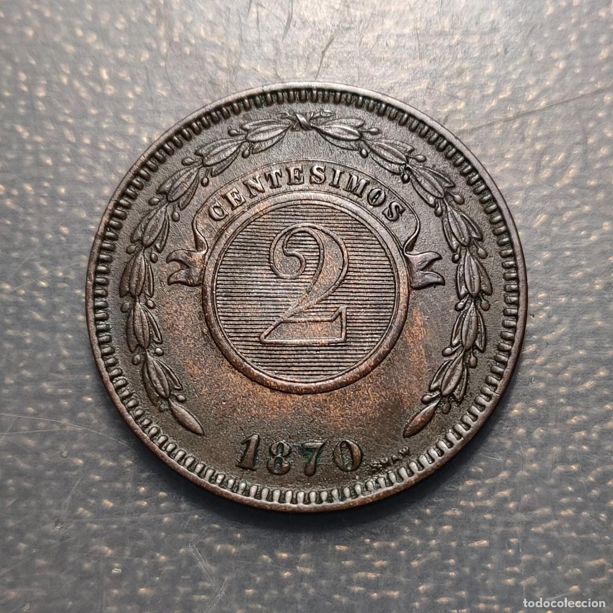 Monedas antiguas de Am&eacute;rica: PARAGUAY 2 CENTESIMOS 1870 - Foto 3