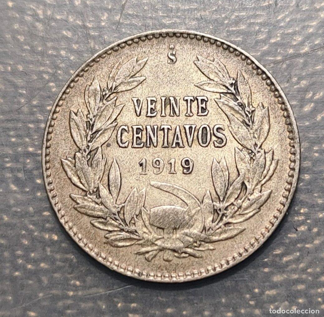 Monedas antiguas de Am&eacute;rica: CHILE 20 CENTAVOS 1919 - Foto 3