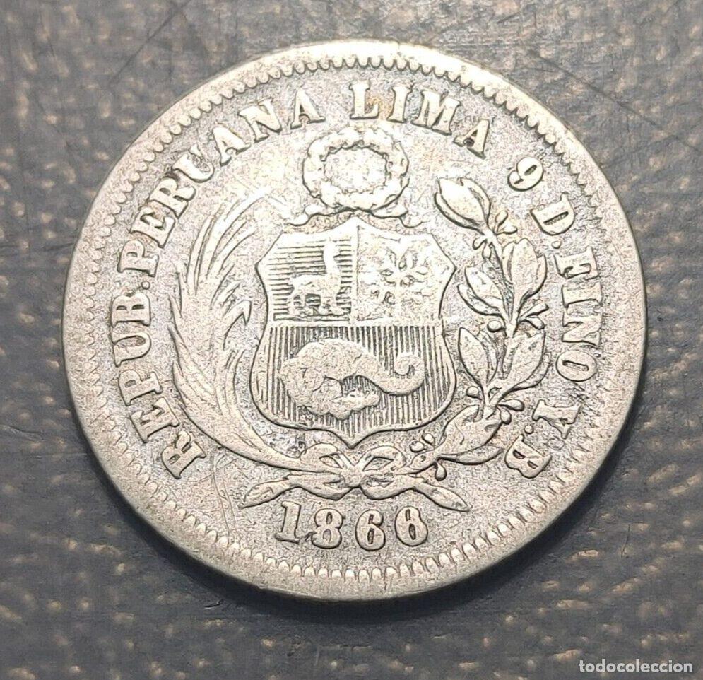 Monedas antiguas de Am&eacute;rica: PERU 1/5 DE SOL 1866 BC+ - Foto 4