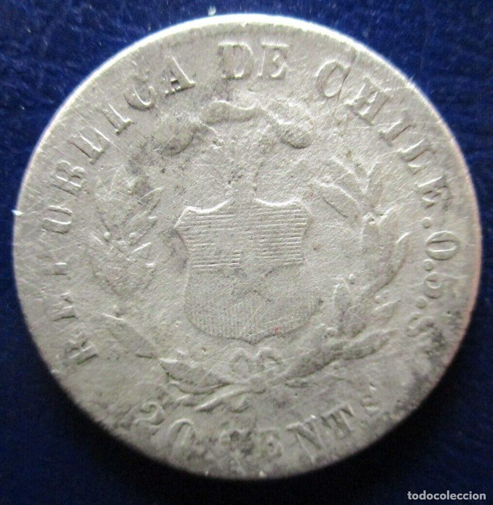 Monedas antiguas de Am&eacute;rica: CHILE 20 CENTAVOS 1893 - Foto 3