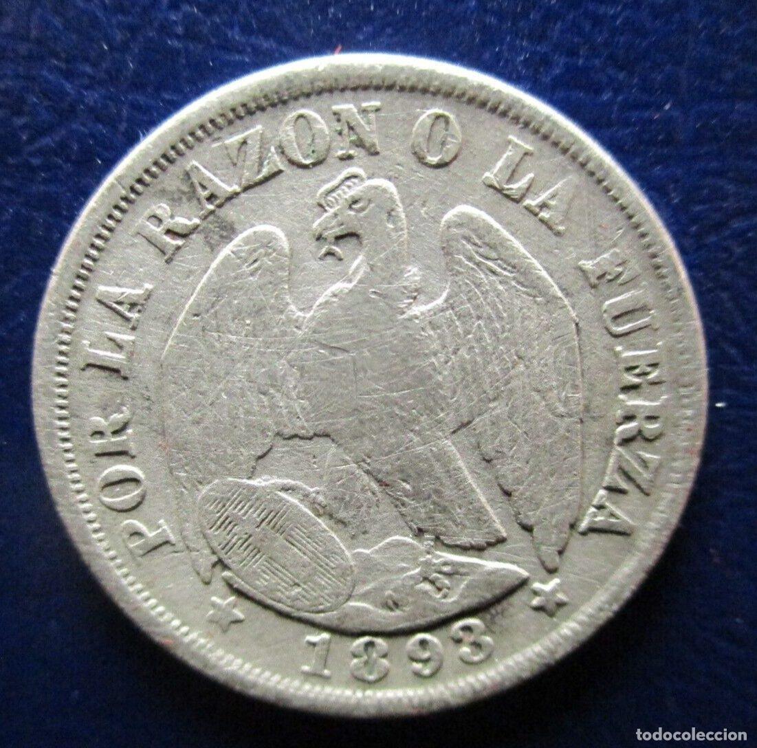 Monedas antiguas de Am&eacute;rica: CHILE 20 CENTAVOS 1893 - Foto 2
