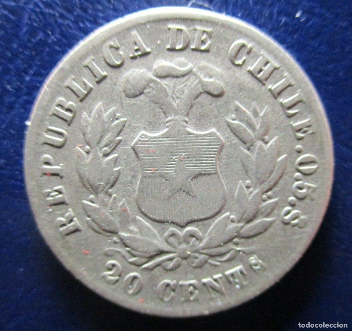 Monedas antiguas de Am&eacute;rica: CHILE 20 CENTAVOS 1880 - Foto 4