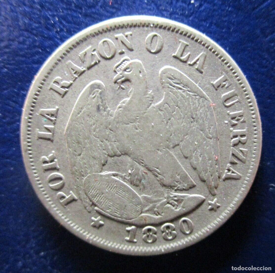 Monedas antiguas de Am&eacute;rica: CHILE 20 CENTAVOS 1880 - Foto 2