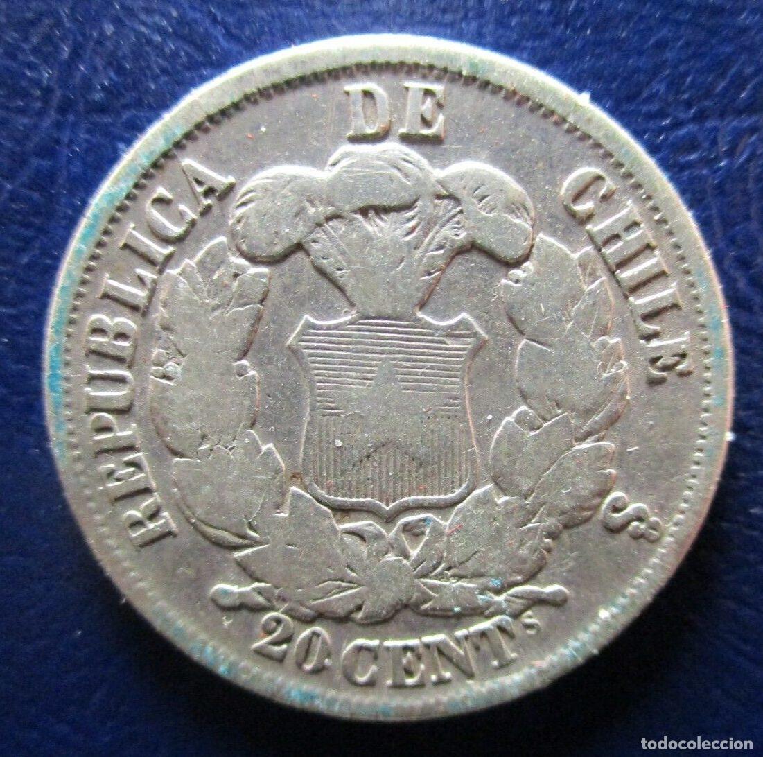 Monedas antiguas de Am&eacute;rica: CHILE 20 CENTAVOS 1866 - Foto 3