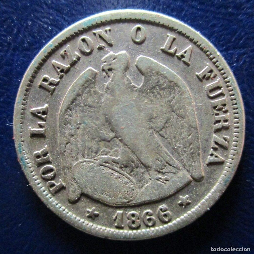 Monedas antiguas de Am&eacute;rica: CHILE 20 CENTAVOS 1866 - Foto 2