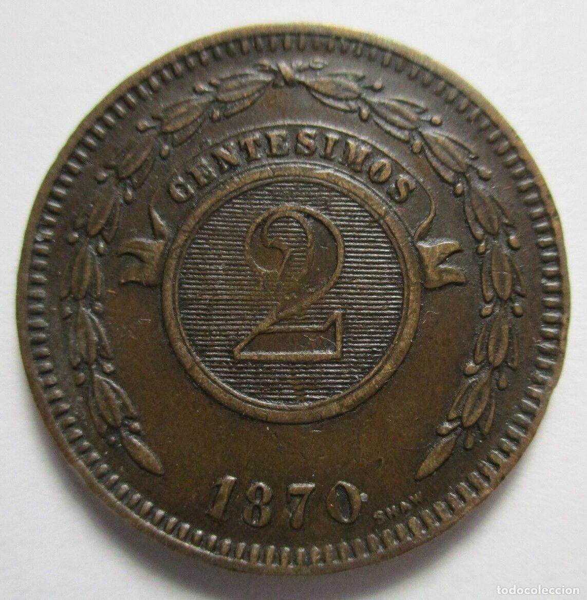 Monedas antiguas de Am&eacute;rica: PARAGUAY 2 CENTESIMOS 1870 - Foto 4