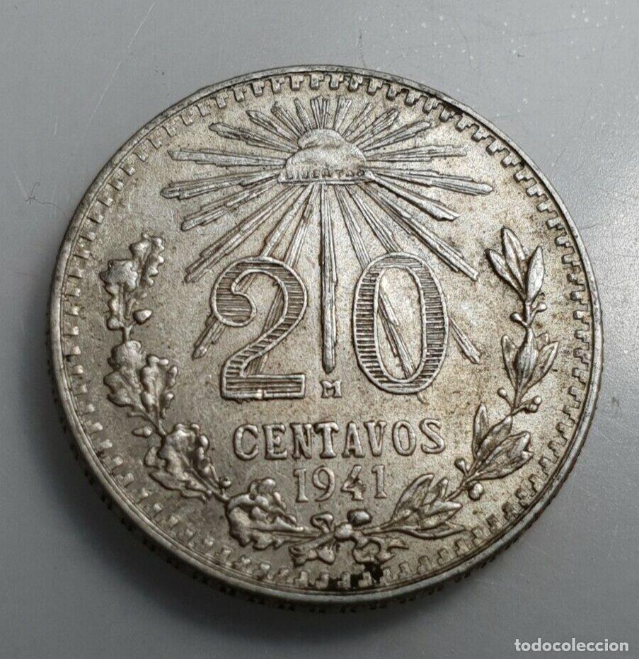 Monedas antiguas de Am&eacute;rica: MEXICO 20 CENTAVOS 1941 EBC - Foto 3