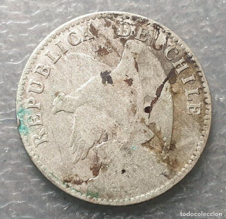 Monedas antiguas de Am&eacute;rica: CHILE SANTIAGO 20 CENTAVOS 1908 BC - Foto 4