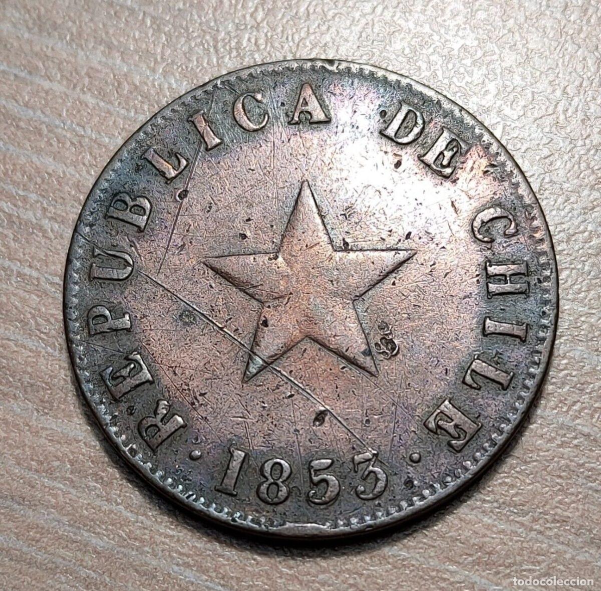 Monedas antiguas de Am&eacute;rica: CHILE 1 CENTAVO 1853 - Foto 2