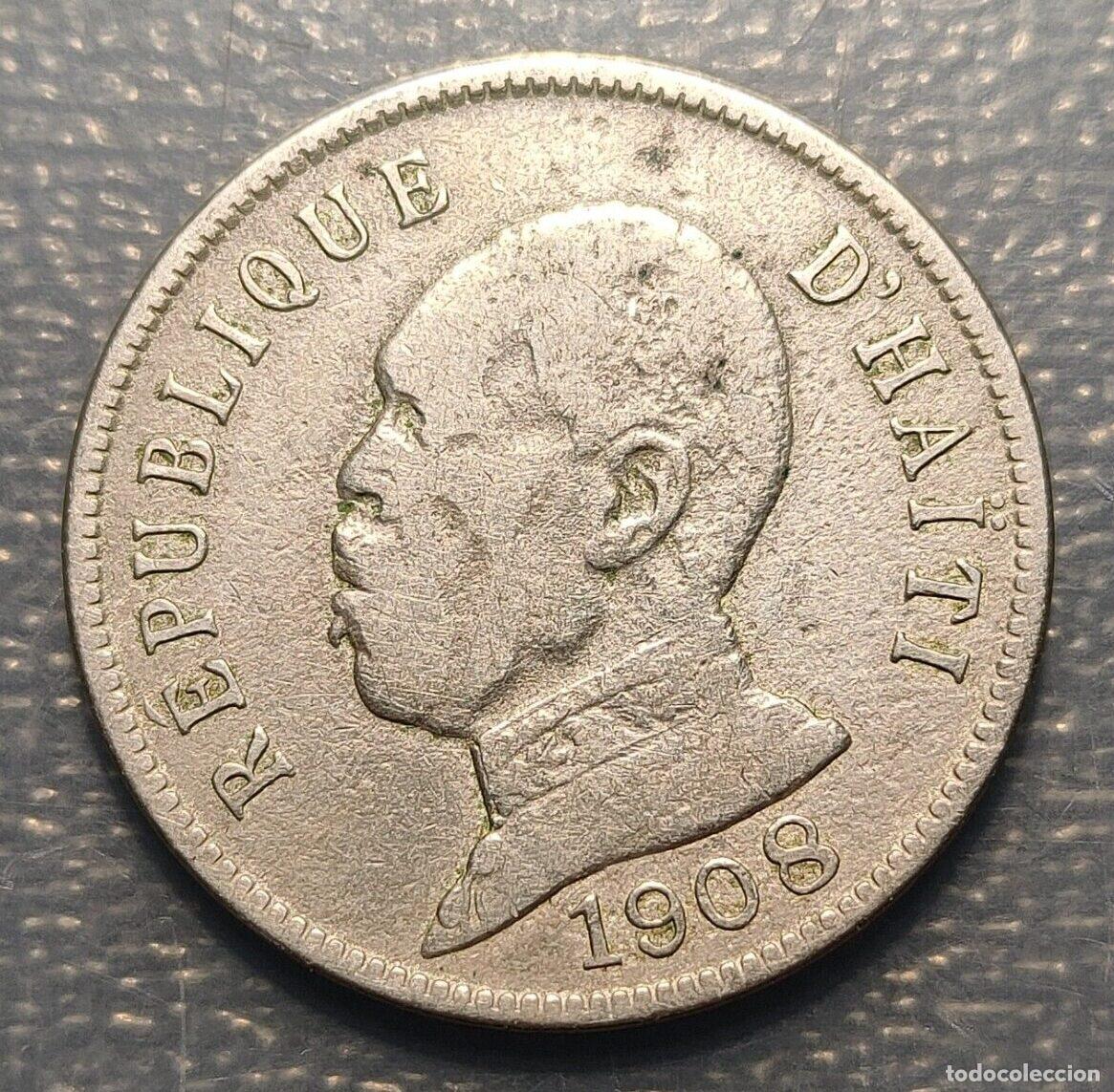 Monedas antiguas de Am&eacute;rica: HAITI 50 CENTIMES 1908 MBC- - Foto 1