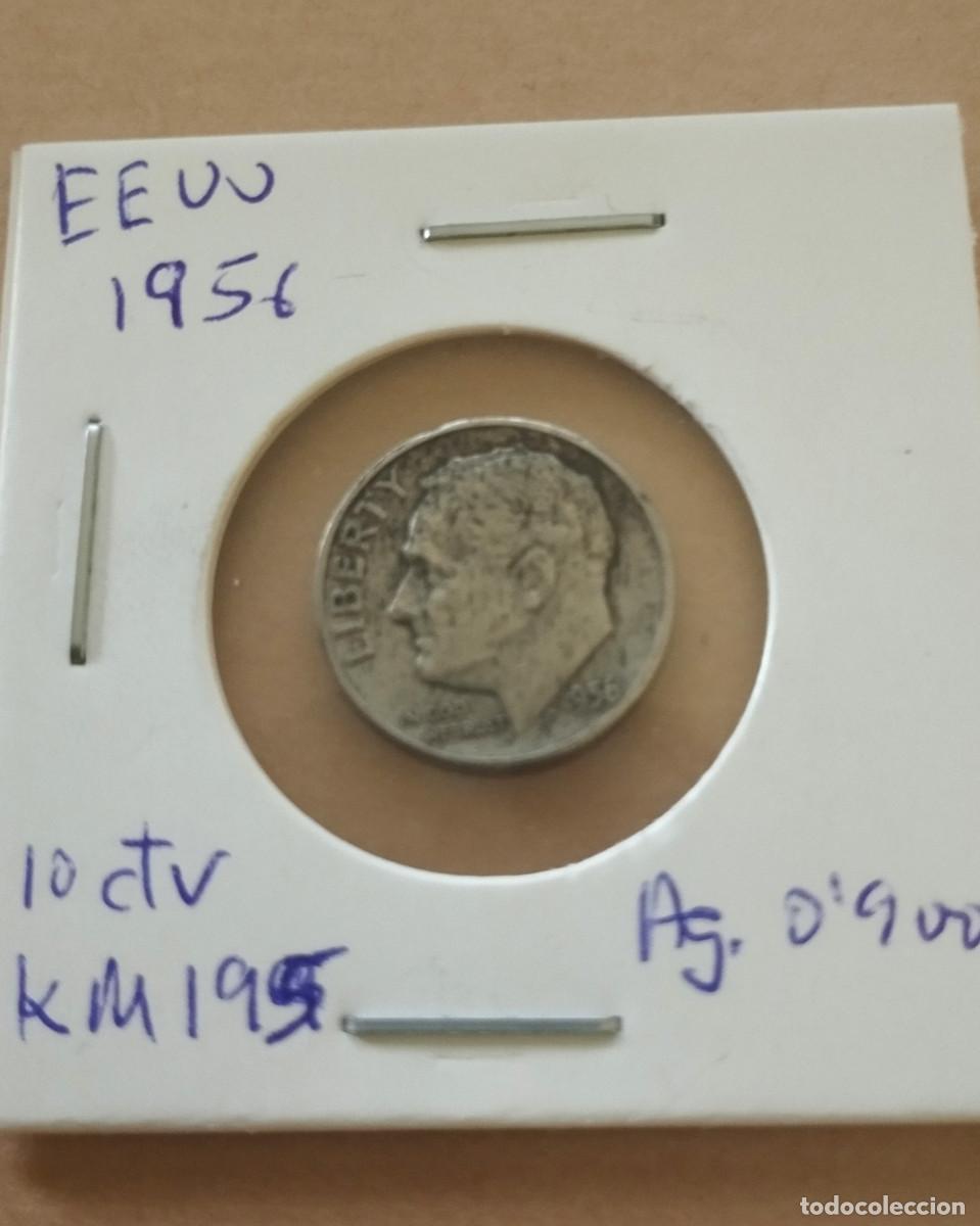 Monedas antiguas de Am&eacute;rica: Plata 10 centavos 1956 EEUU - Foto 1