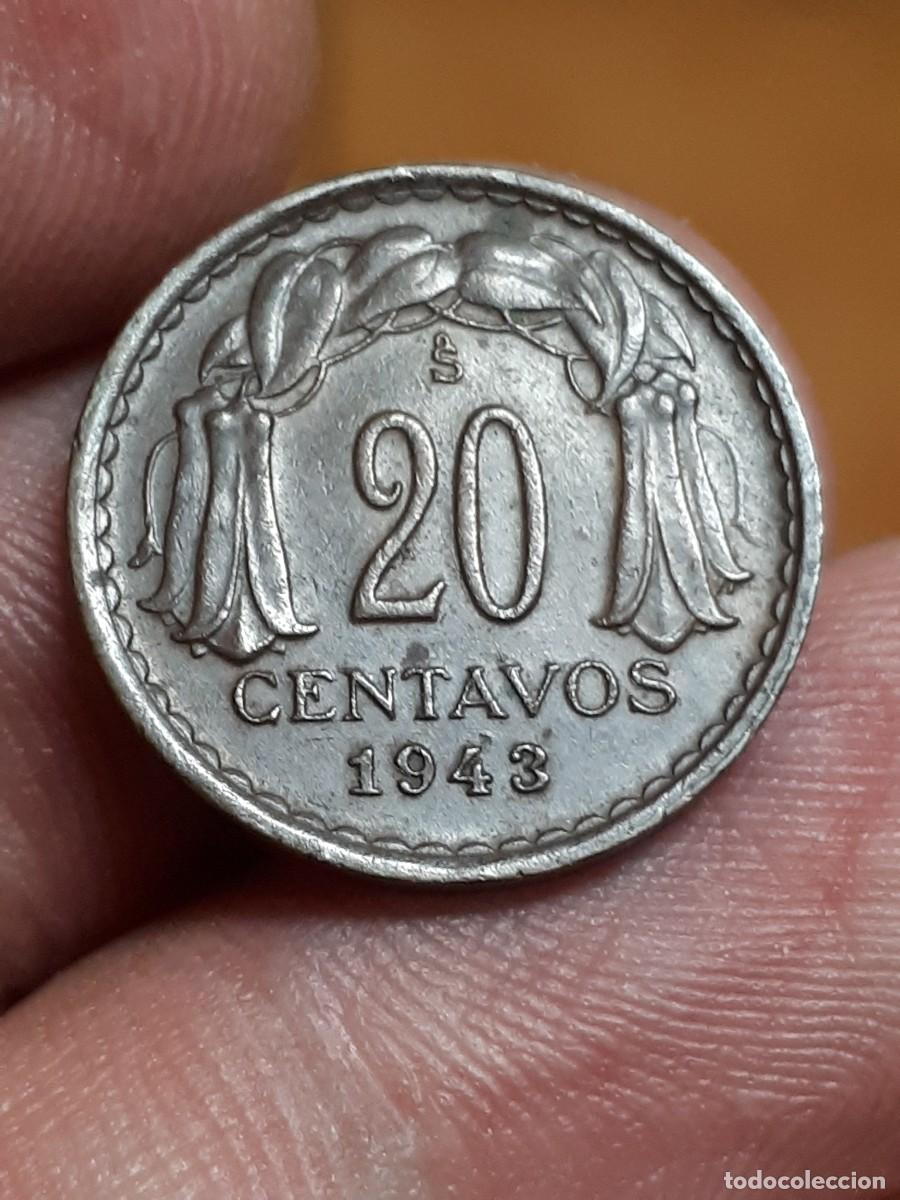 Monedas antiguas de Am&eacute;rica: CHILE 20 centavos 1943 - Foto 1