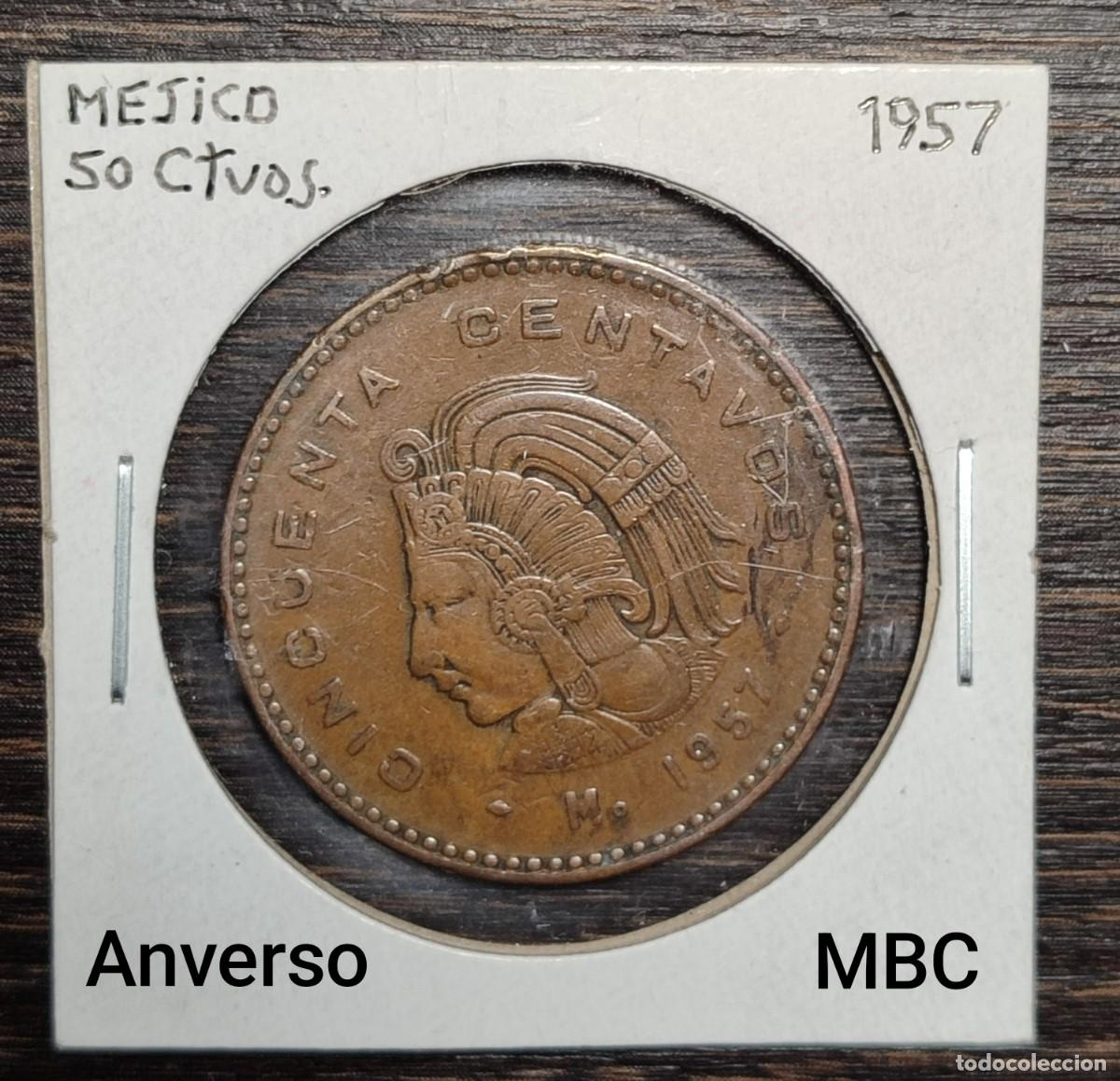 Monedas antiguas de Am&eacute;rica: 50 centavos M&eacute;xico 1957 MBC - Foto 1