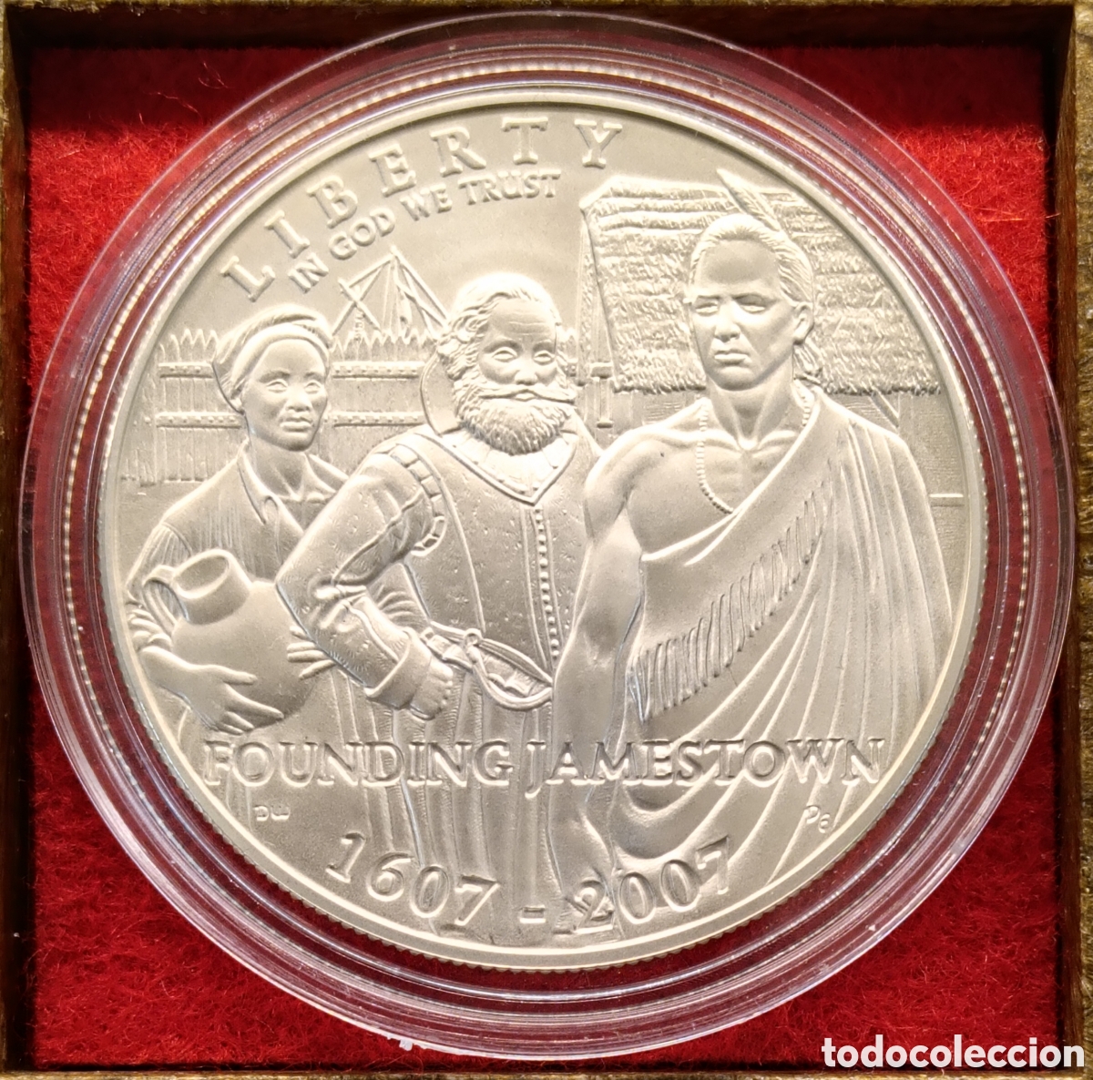 Old Coins of America: ESTADOS UNIDOS A&Ntilde;O 2007 . 1 DOLAR DE PLATA . 26,73 GRAMOS PLATA 900. 400 ANIVERSARIO JAMESTOWN