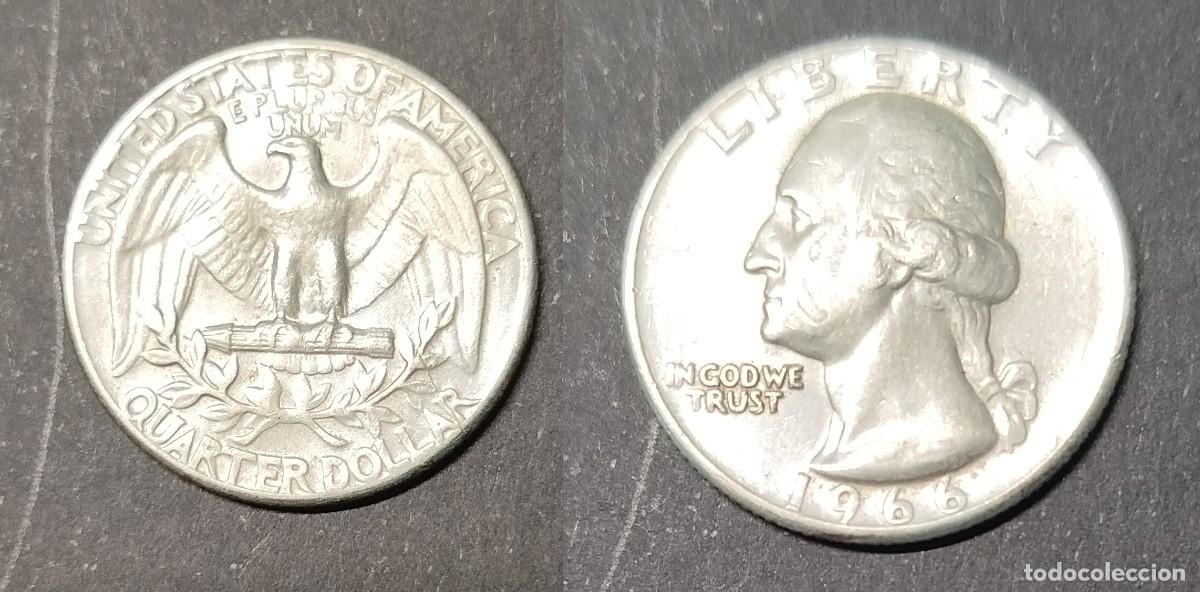 Monedas antiguas de Am&eacute;rica: EEUU 1/4 dolar 1966 MBC - Foto 1
