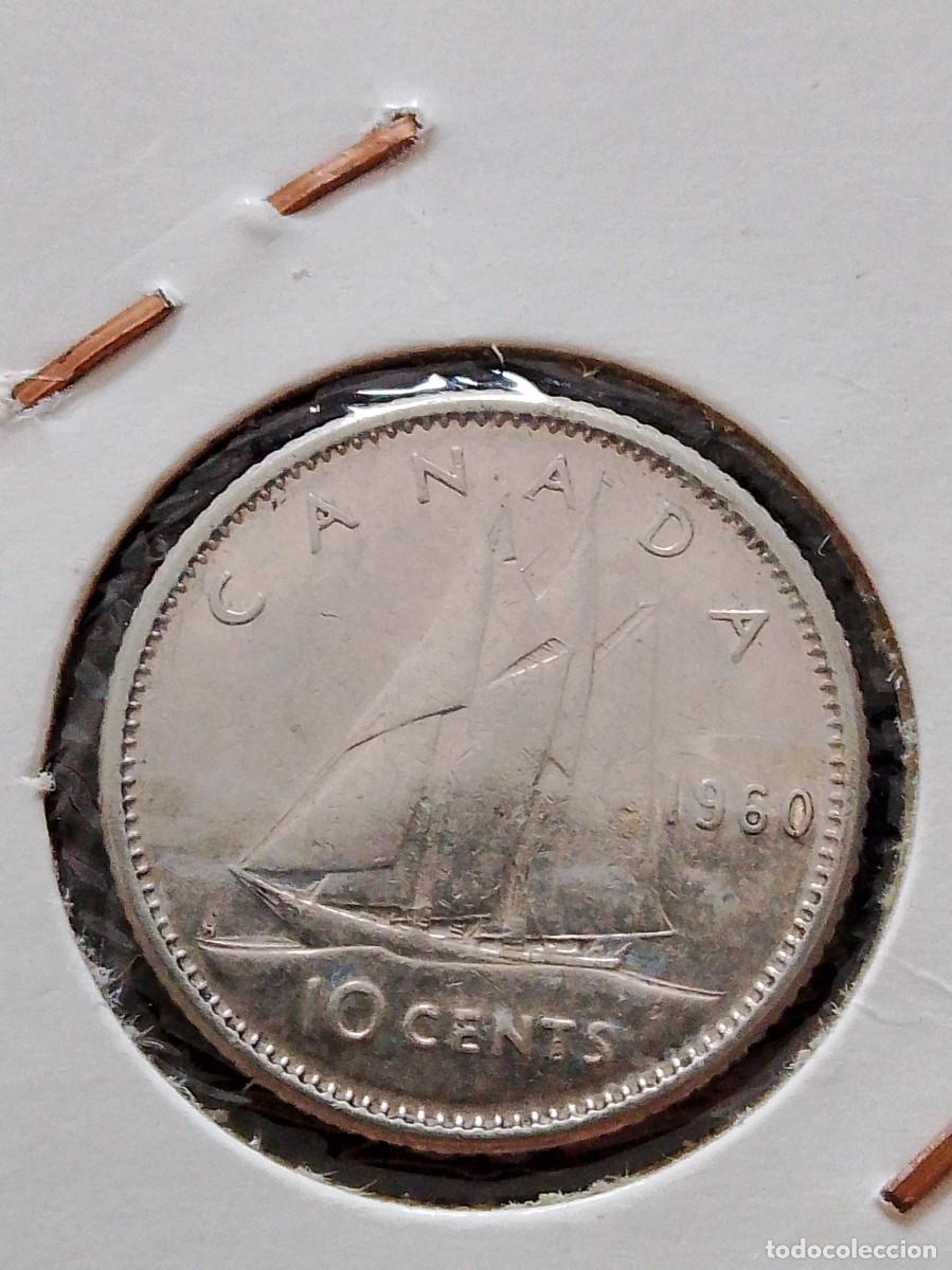 Monedas antiguas de Am&eacute;rica: Moneda de plata Canada 1960 10 cent - Foto 1