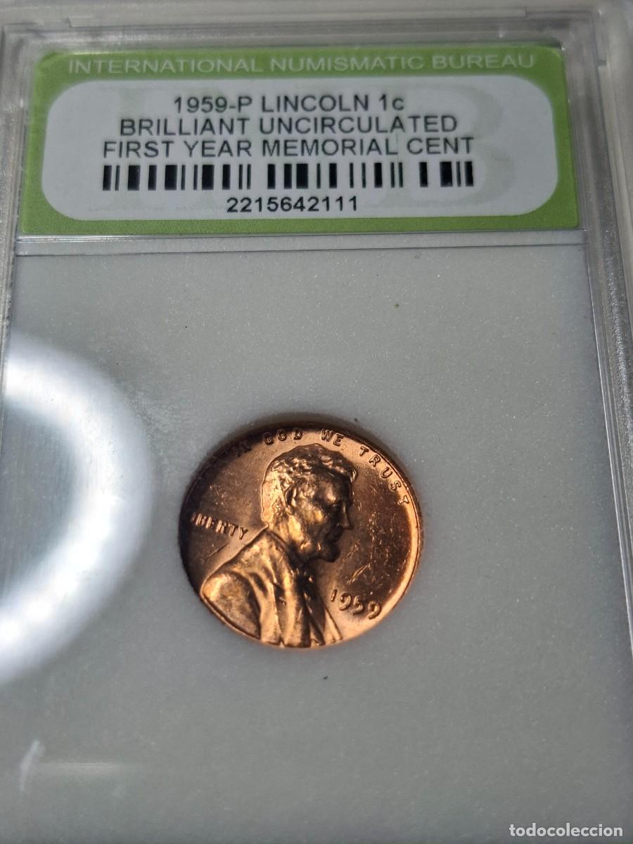 Old Coins of America: 1959-P Lincond Brillant Memorial cent,certificada INB