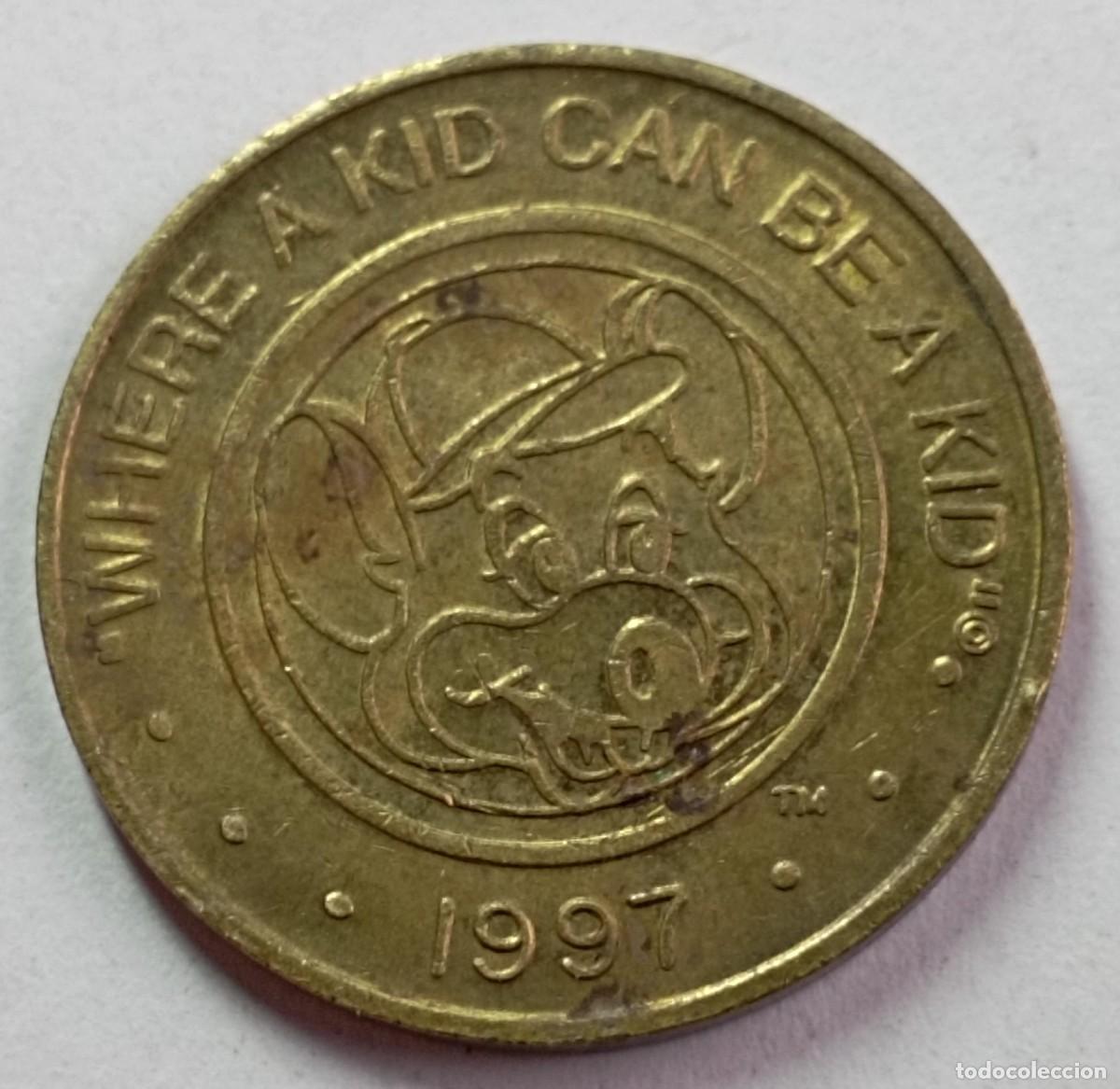 Monedas antiguas de Am&eacute;rica: Moneda, token Chuck E. Cheese de 1997 - Foto 2