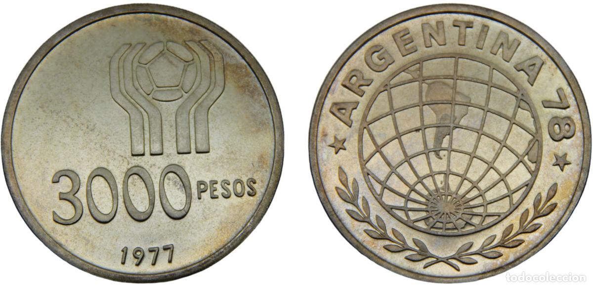 Monete antiche di America: Argentina Federal Republic (1861-date) 1980 3000 Pesos World Football Championship
