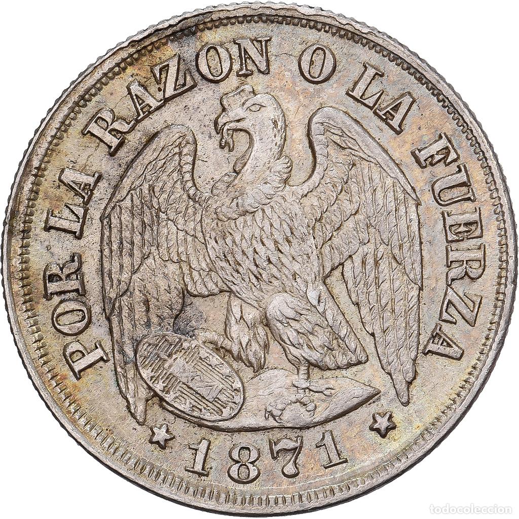 Old Coins of America: [#1509676] Chile, 1 D&eacute;cimo, 1871, Santiago, Plata, EBC, KM:136.2