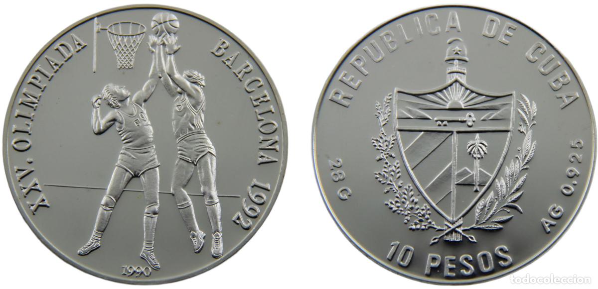 Alte M&uuml;nzen aus Amerika: Cuba Second Republic 1990 10 Pesos 25th Olympic Games Barcelona, 1992