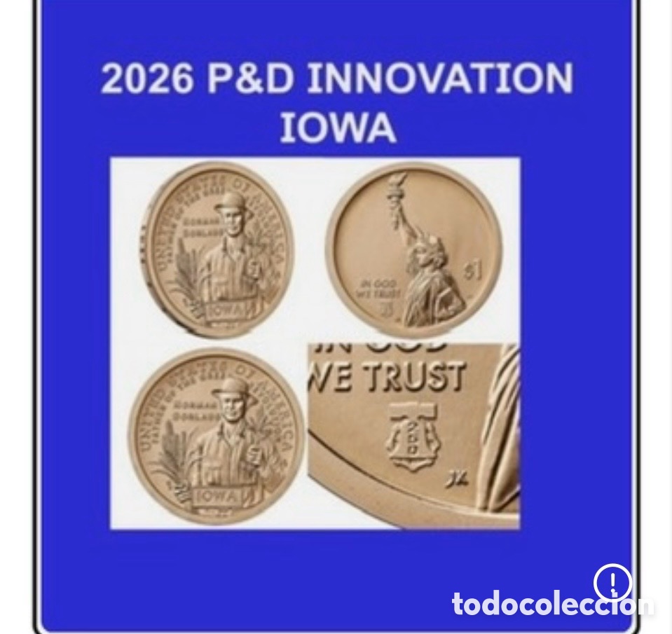 Monete antiche di America: USA Iowa 2026 ceca D Estados Unidos 1 dolar
