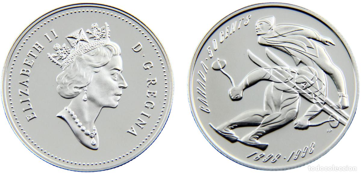 Old Coins of America: Canada Commonwealth Elizabeth II 1998 50 Cents Ski Racing