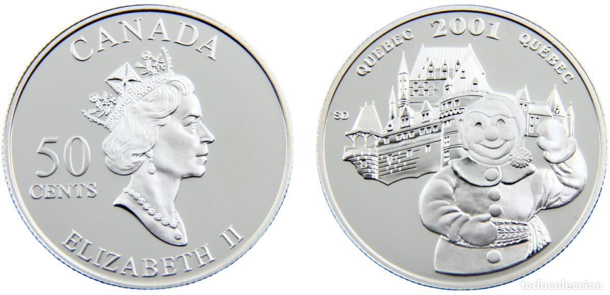 Moedas antigas da Am&eacute;rica: Canada Commonwealth Elizabeth II 2001 50 Cents Quebec Carnival