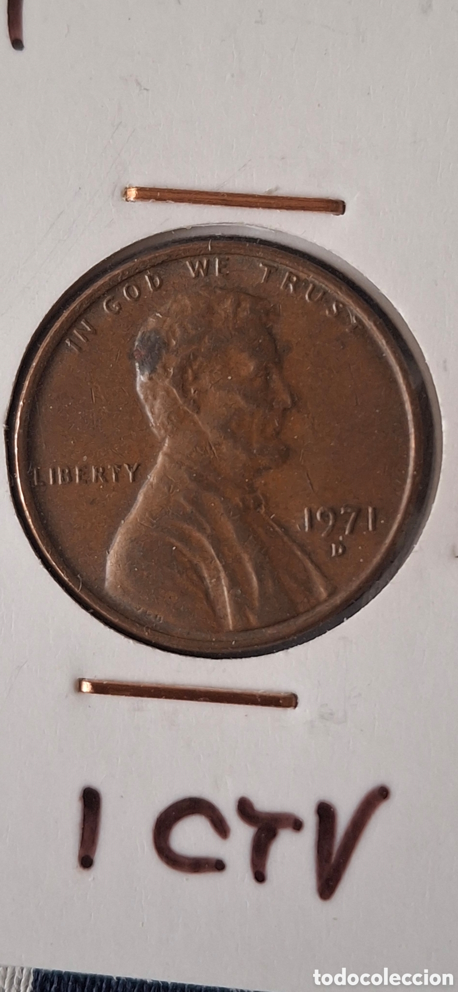 Monnaies anciennes d'Am&eacute;rique: 1971 D One Cent Usa Estados Unidos 1 centavo
