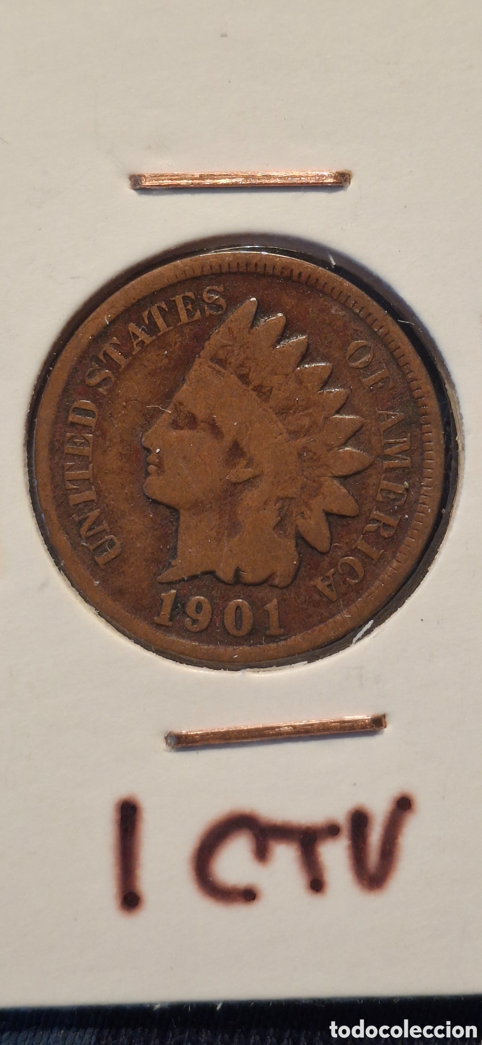 Monedas antiguas de Am&eacute;rica: 1901 One Cent Usa Estados Unidos 1 centavo