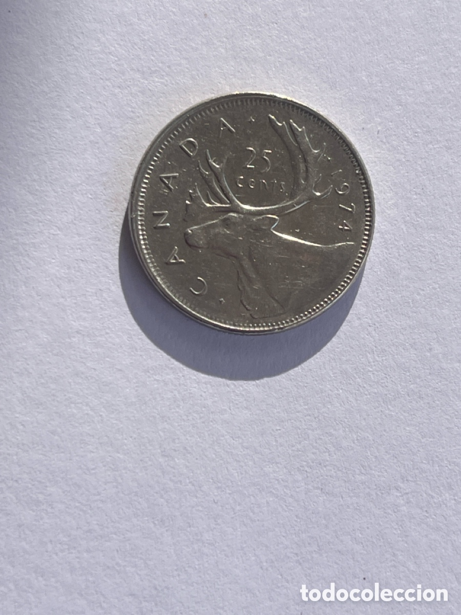 Old Coins of America: Moneda 25 cents 1974 Canada