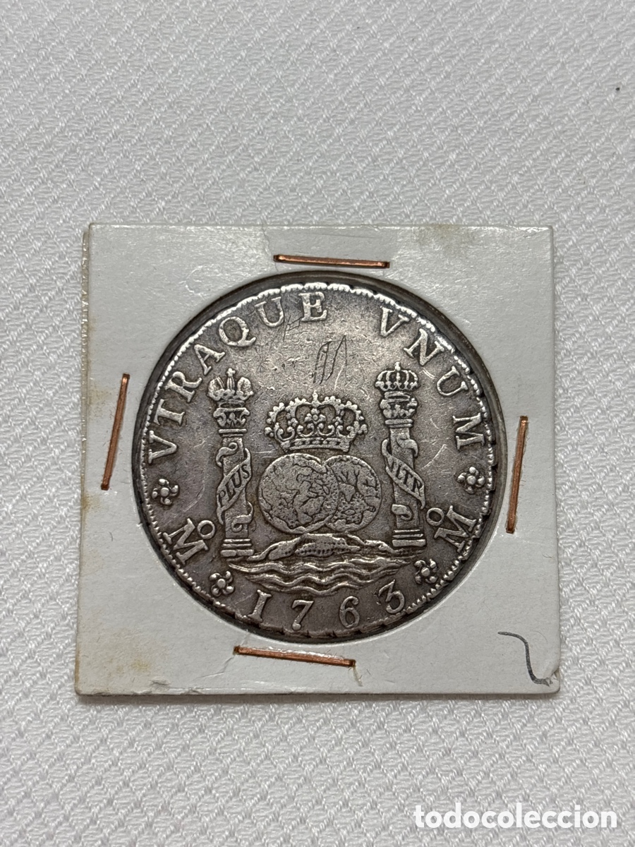 Monedas antiguas de Am&eacute;rica: 8 reales Carlos III 1763