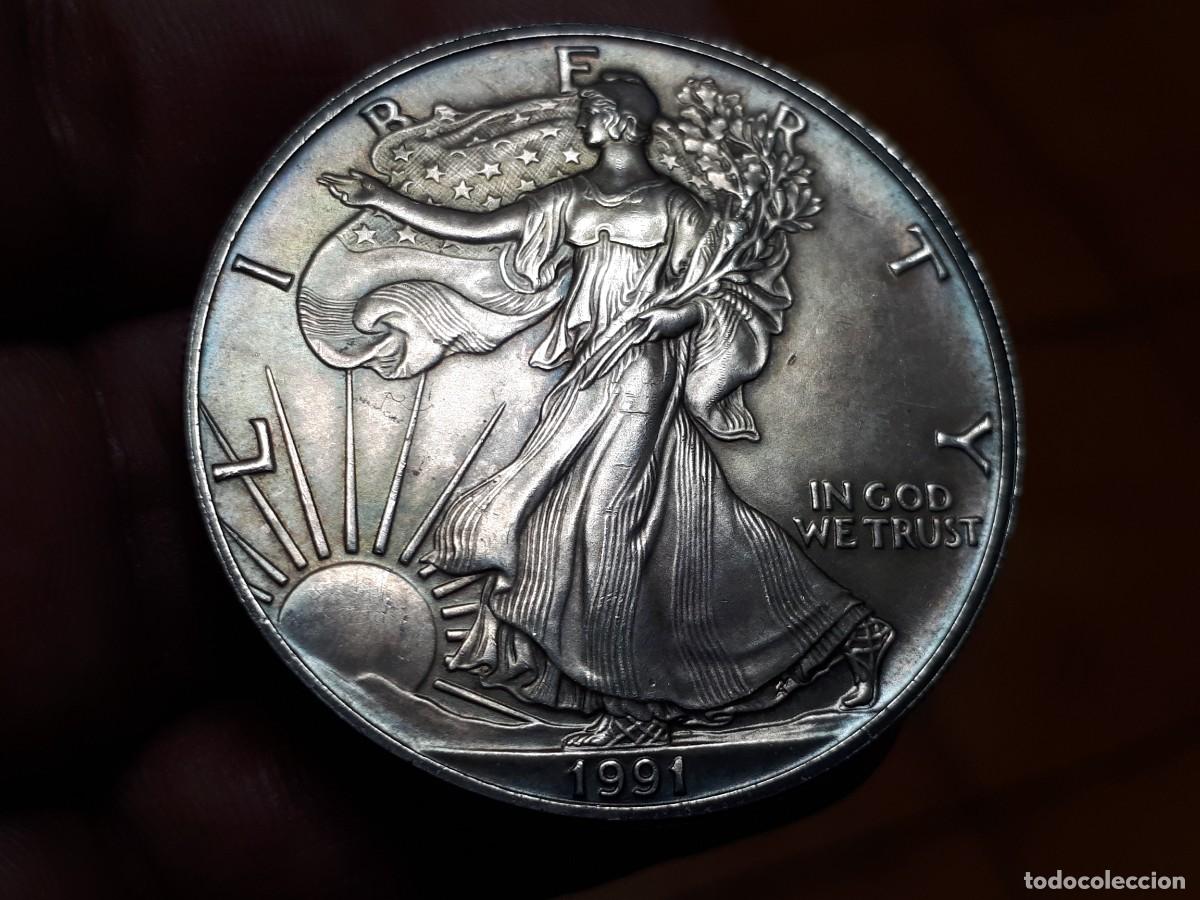 Monedas antiguas de Am&eacute;rica: USA 1 OZ Plata Silver Eagle 1991 - Foto 2