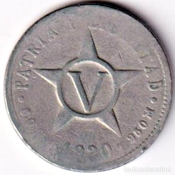 Monnaies anciennes d'Am&eacute;rique: REPUBLICA DE CUBA - 1920 - 5 CENTAVOS - PATRIA O MUERTE - PLATA