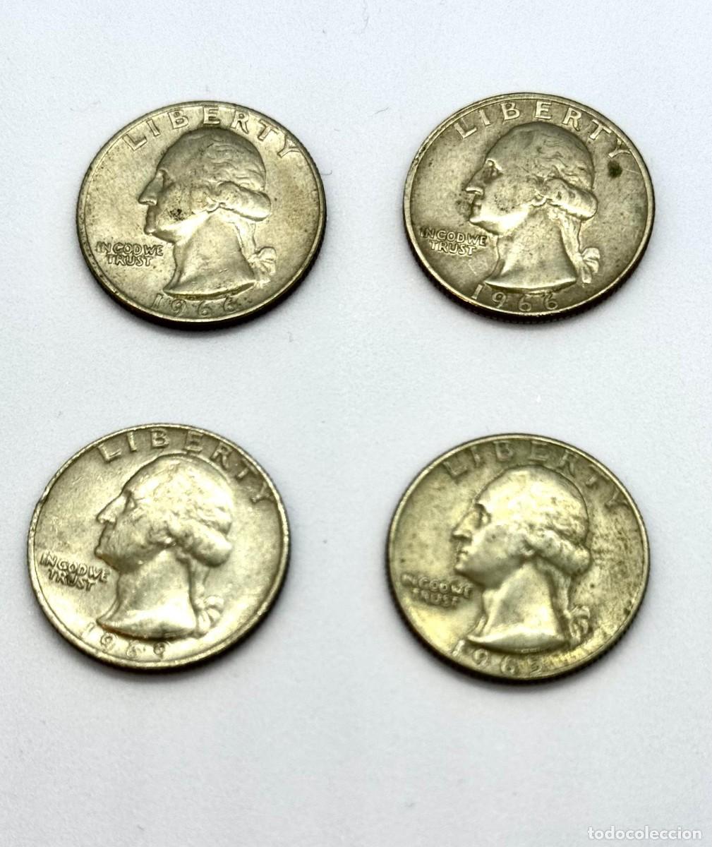 Monedas antiguas de Am&eacute;rica: Lote 4 monedas cuarto de d&oacute;lar EEUU - Foto 1