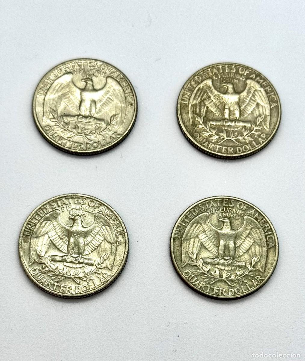 Monedas antiguas de Am&eacute;rica: Lote 4 monedas cuarto de d&oacute;lar EEUU - Foto 2