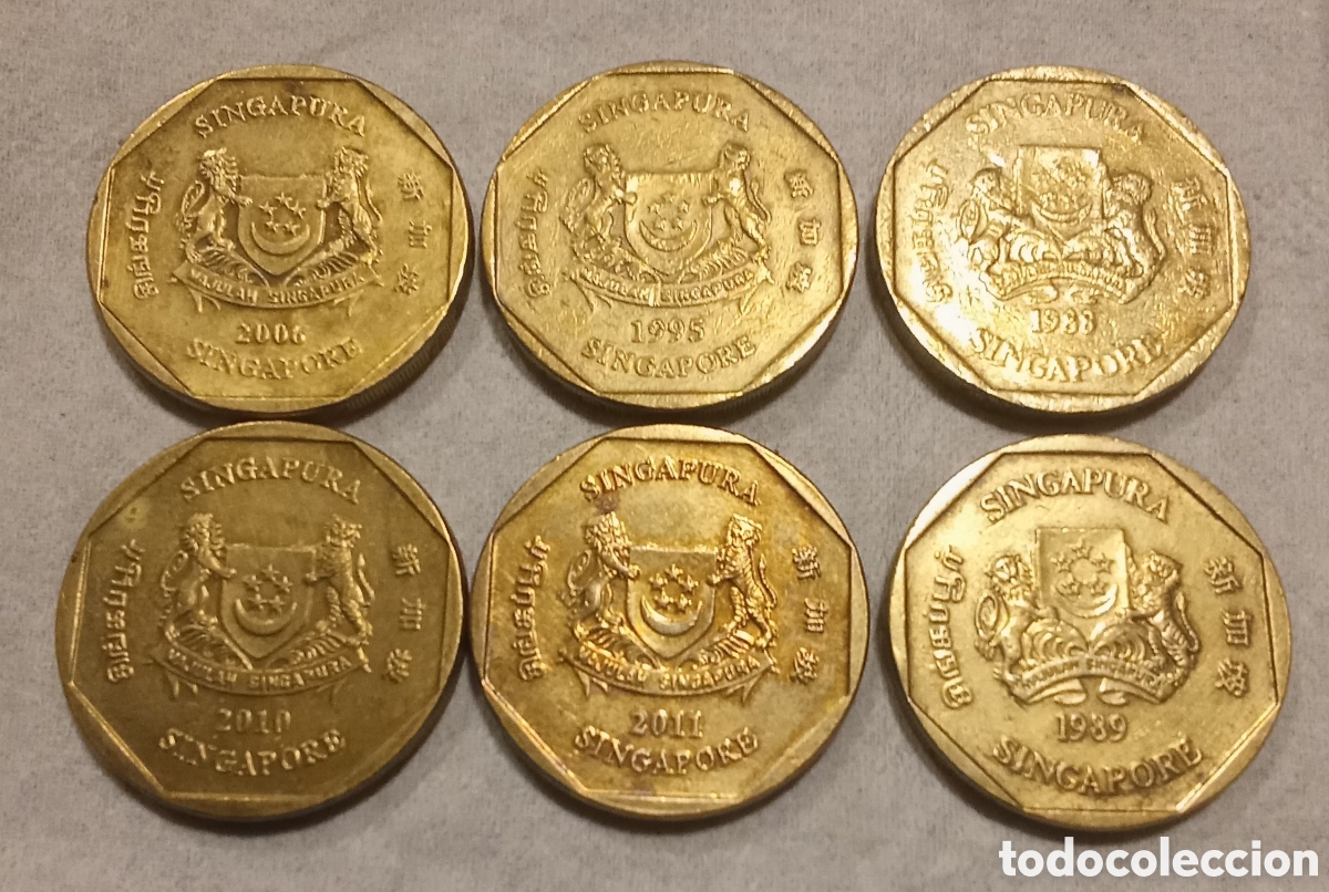 Monedas antiguas de Am&eacute;rica: LOTE MONEDAS UN D&Oacute;LAR DE SINGAPUR - Foto 2