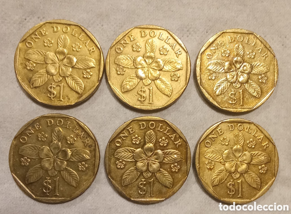 Monedas antiguas de Am&eacute;rica: LOTE MONEDAS UN D&Oacute;LAR DE SINGAPUR - Foto 1