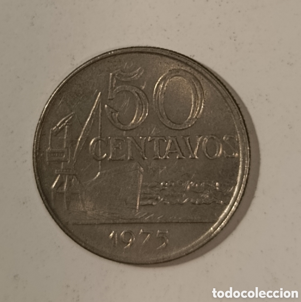 Monedas antiguas de Am&eacute;rica: BRASIL Moneda 50 centavos del 1975 - Foto 2
