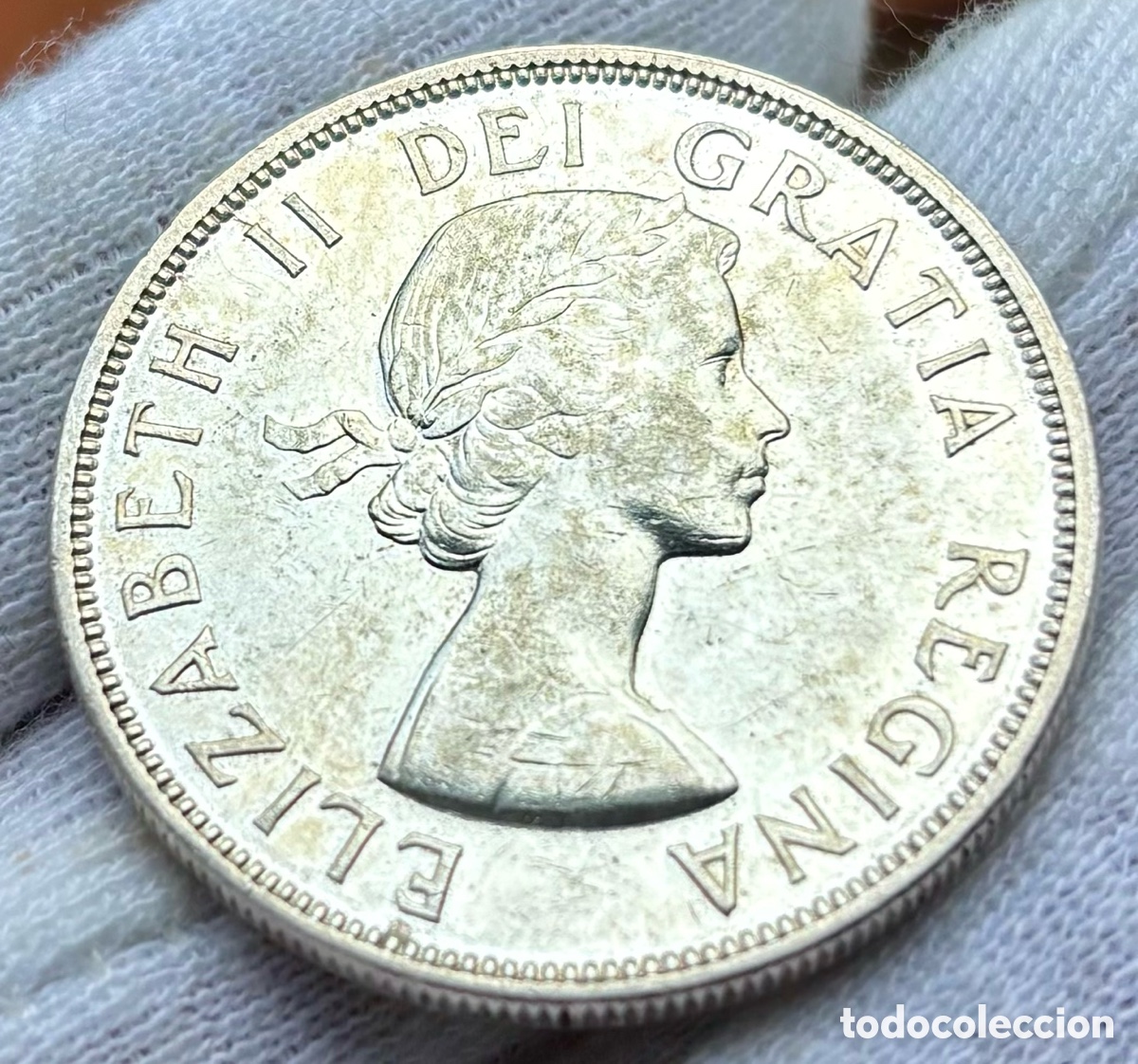 Monedas antiguas de Am&eacute;rica: Moneda PLATA CANADA 1 D&oacute;lar 1954 - Foto 2