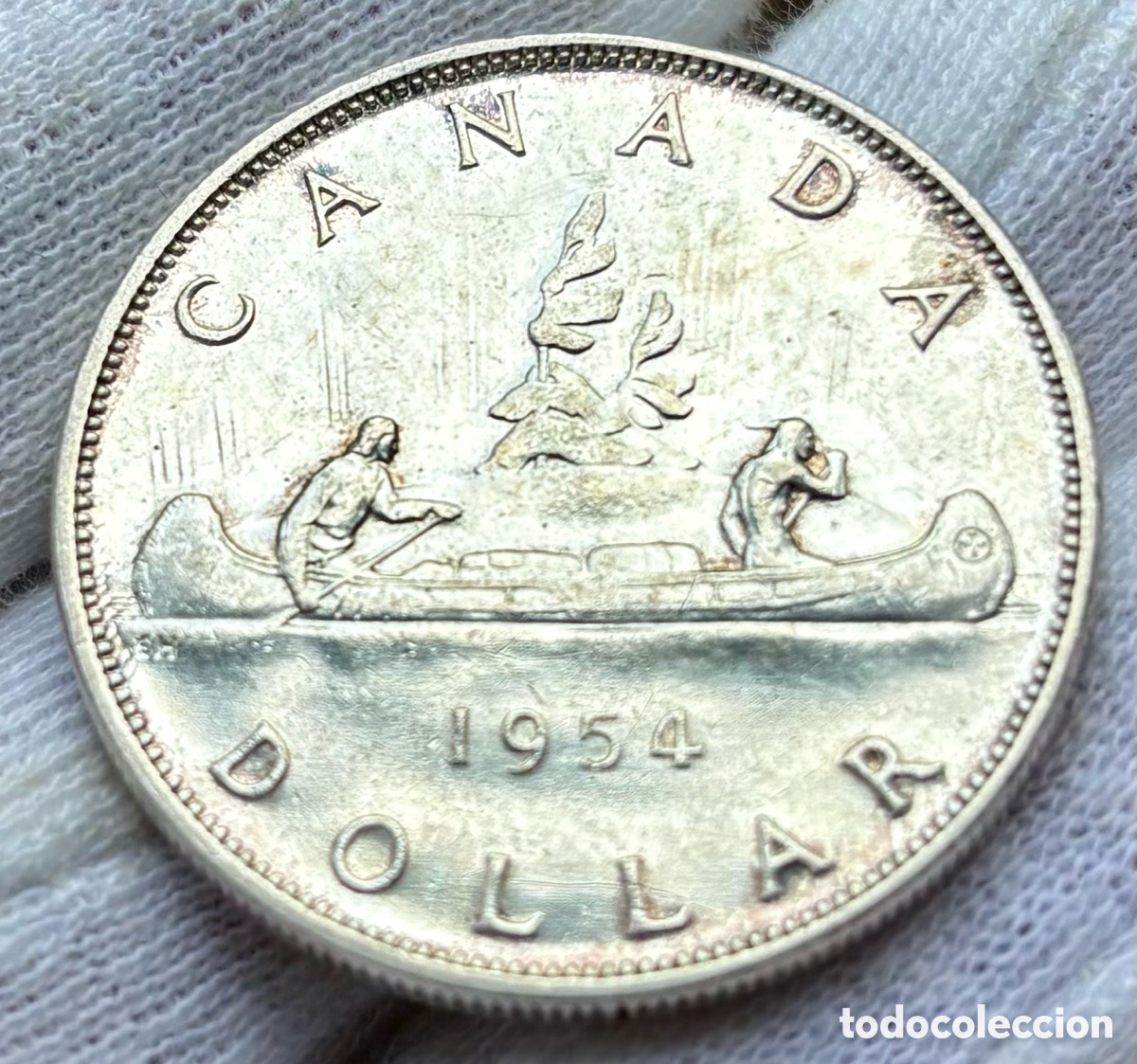 Monedas antiguas de Am&eacute;rica: Moneda PLATA CANADA 1 D&oacute;lar 1954 - Foto 1