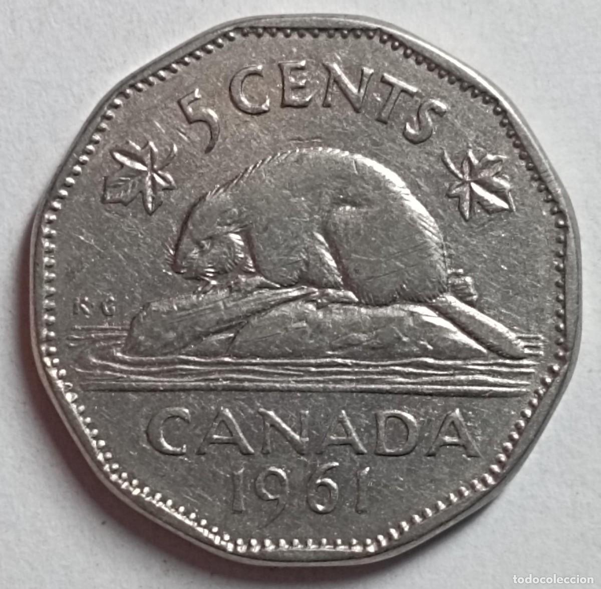 Monedas antiguas de Am&eacute;rica: Moneda de Canad&aacute; 5 cents de 1961 - Foto 1