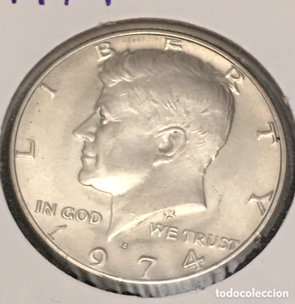Monedas antiguas de Am&eacute;rica: Kennedy Half Dollar 1974-D - Foto 1