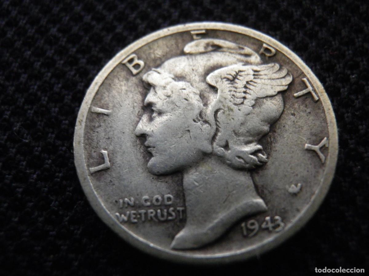 Monedas antiguas de Am&eacute;rica: MONEDA DE PLATA DE ONE DIME &Ntilde;O 1943 D - Foto 1