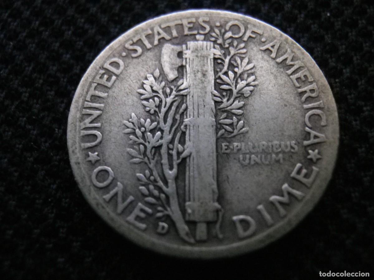 Monedas antiguas de Am&eacute;rica: MONEDA DE PLATA DE ONE DIME &Ntilde;O 1943 D - Foto 2